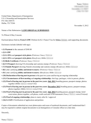 Cover Letter for I-129F